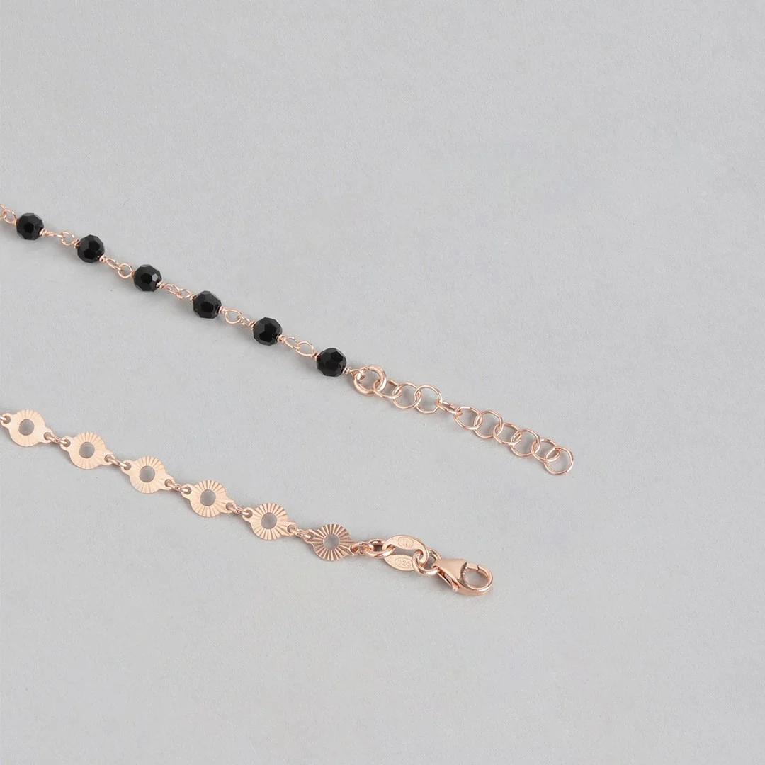 Rosegold Delight 925 Sterling Silver Beaded Chain Anklet - Image 10