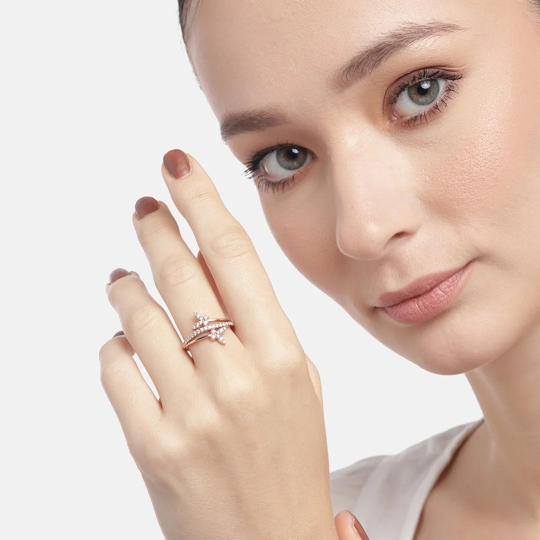 Rose-gold Butterfly Flutter 925 Sterling Silver Women's Ring (Adjustable) - Image 4