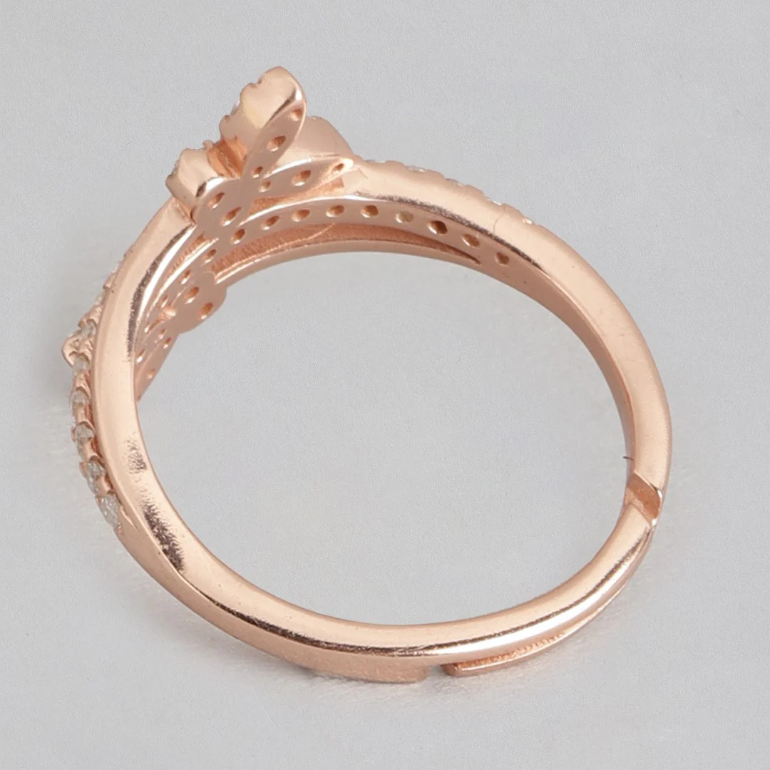 Rose-gold Butterfly Flutter 925 Sterling Silver Women's Ring (Adjustable) - Image 8