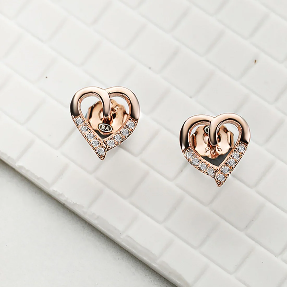 Rosy Devotion CZ Rose Gold-Plated 925 Sterling Silver Earrings - Image 4