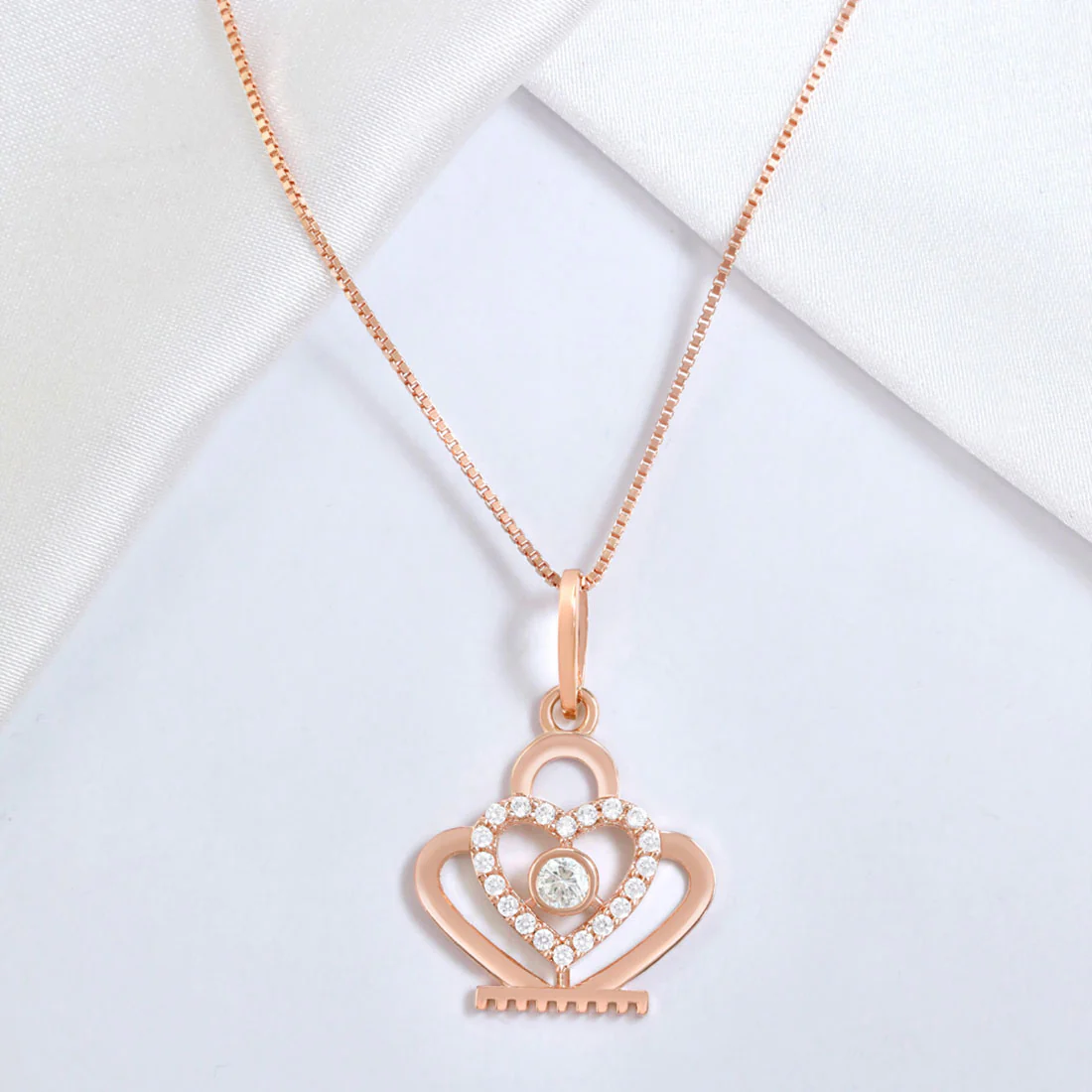 Royal Rose Gold-Plated 925 Sterling Silver Crown Pendant