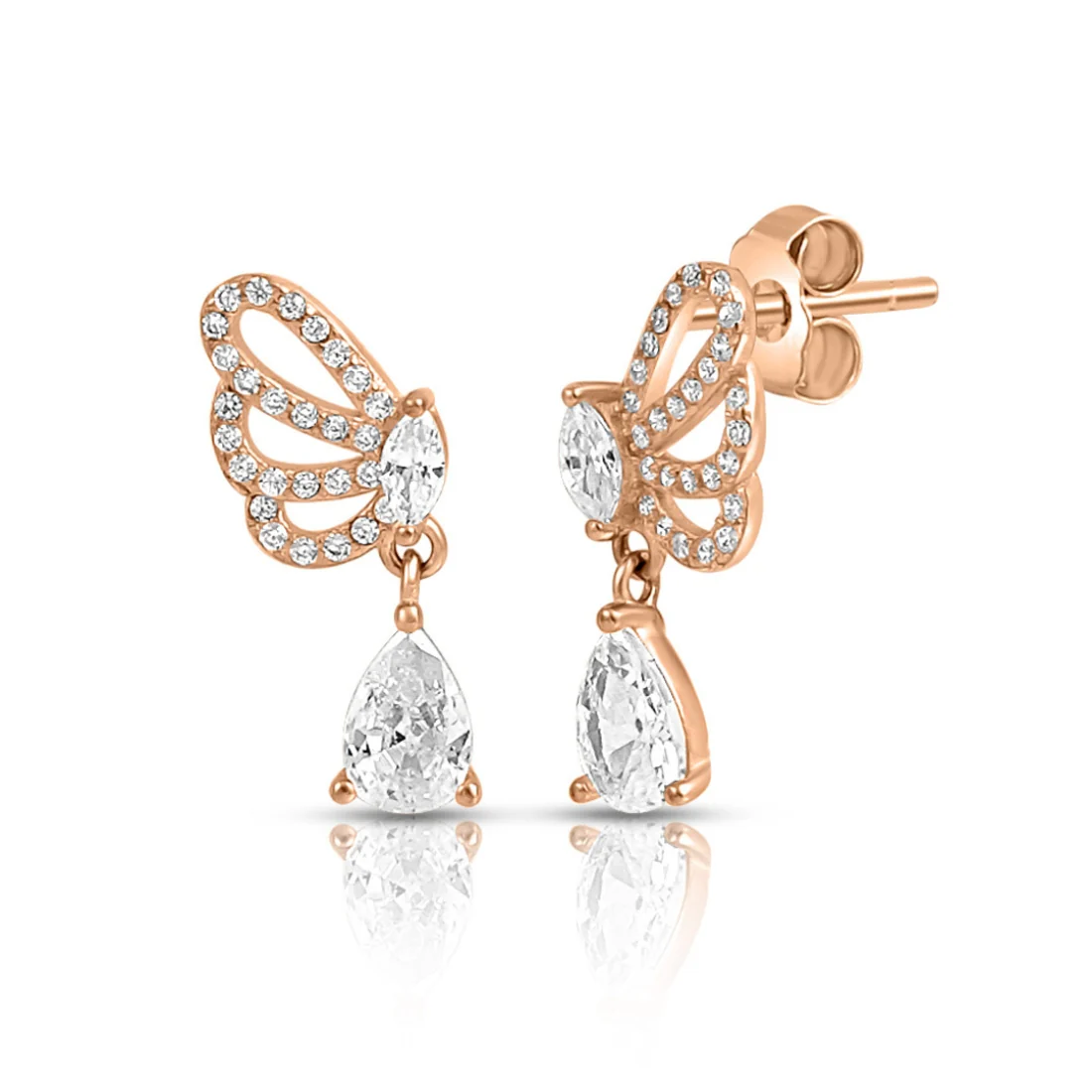 Royal Teardrop Rose Gold Plated 925 Sterling Silver Earrings - Image 3