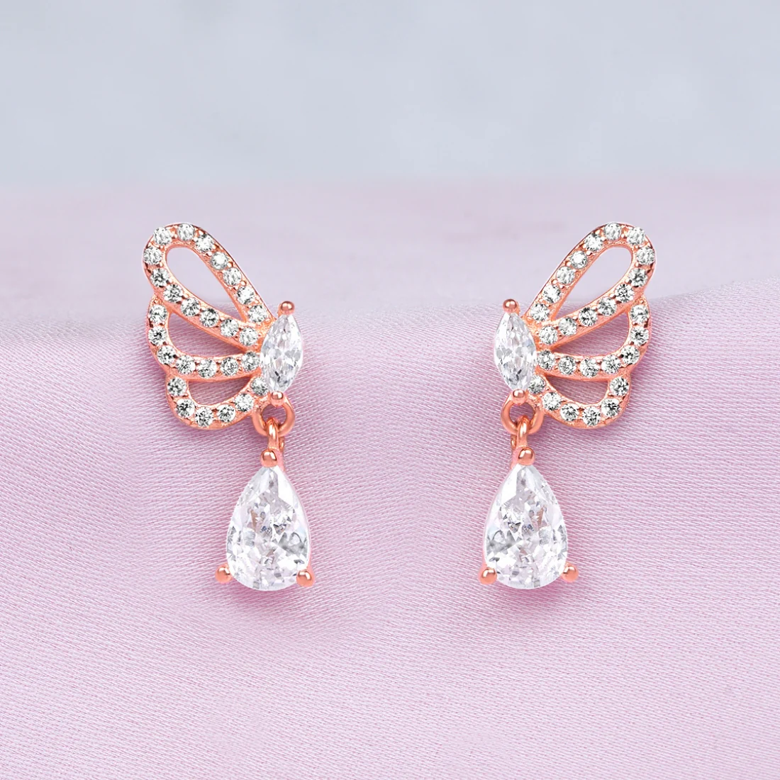 Royal Teardrop Rose Gold Plated 925 Sterling Silver Earrings - Image 4