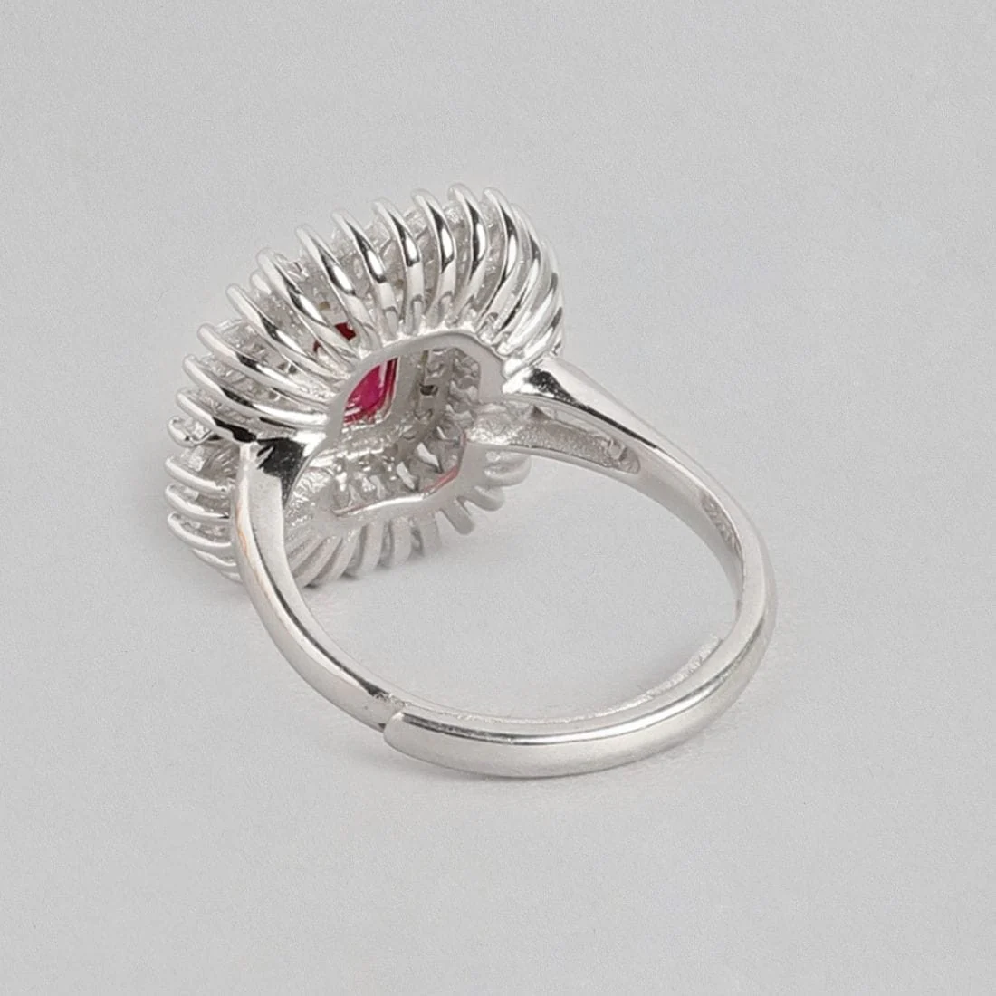 Ruby CZ Studded 925 Sterling Silver Ring for Women (Adjustable) - Image 6