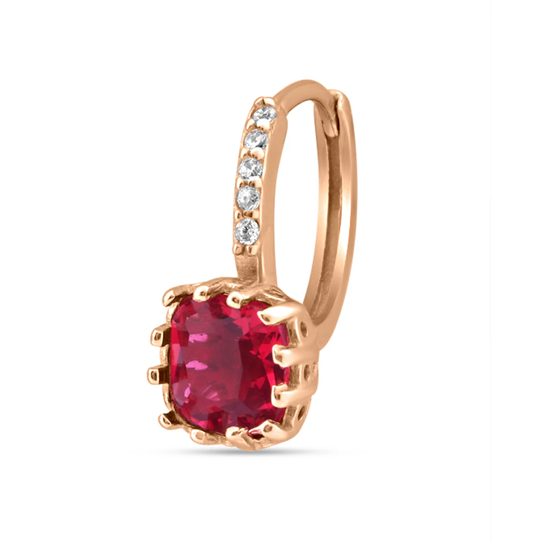 Ruby Halo Rose Gold Plated 925 Sterling Silver Earrings - Image 6