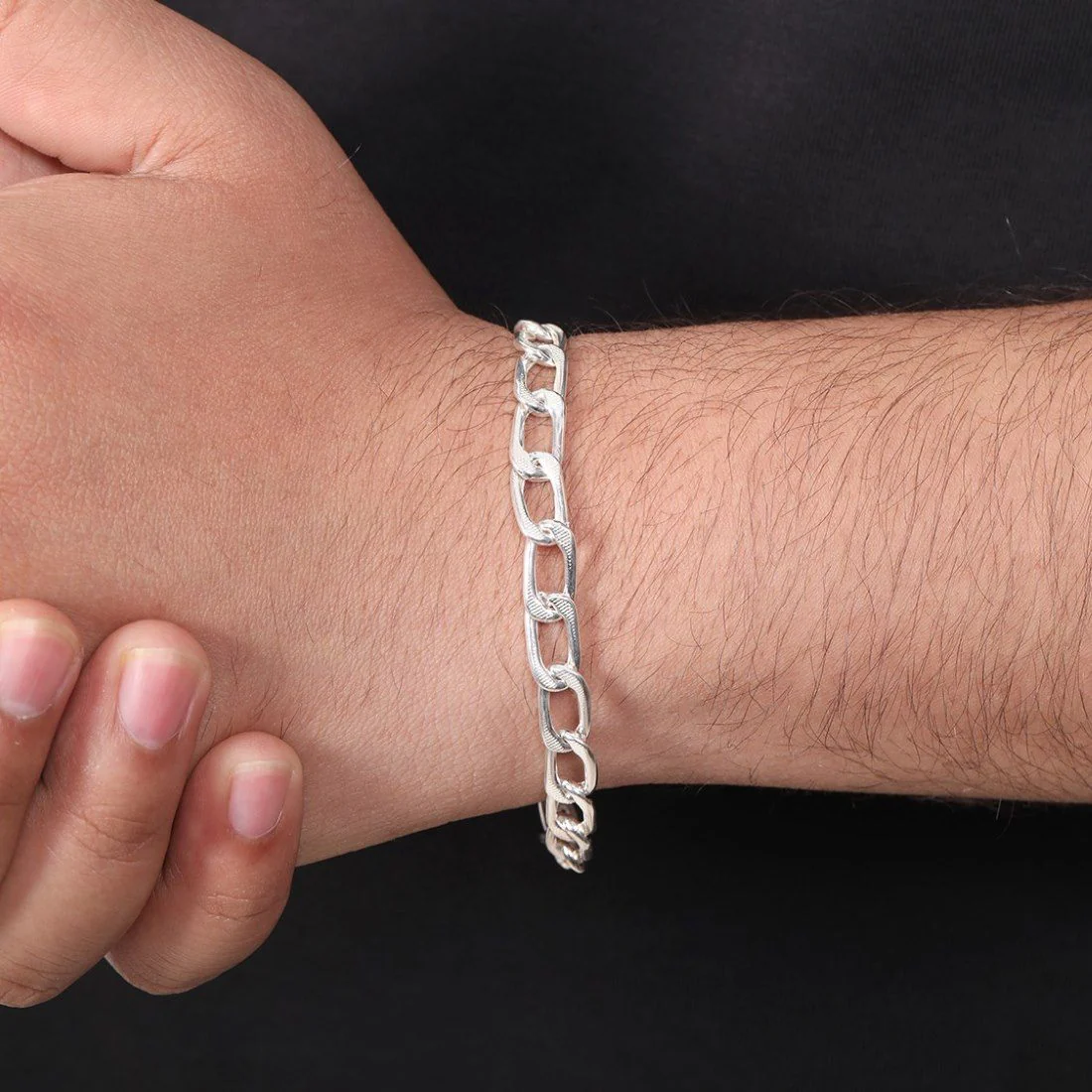 Rugged Links Silver Plated 925 Sterling Silver Men's Bracelet - Image 7
