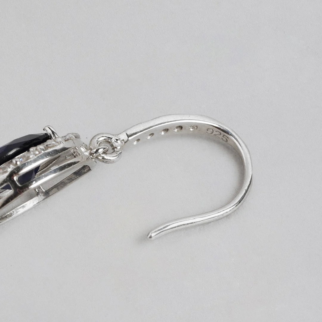 Sapphire Cascade Rhodium-Plated 925 Sterling Silver Drop Earrings - Image 5