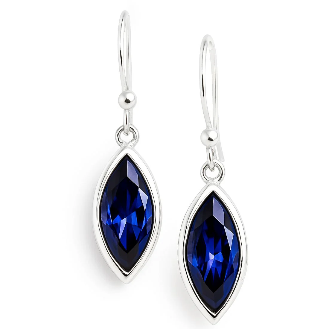 Cascade Rhodium Plated Blue CZ 925 Sterling Silver Drop Earrings - Image 3