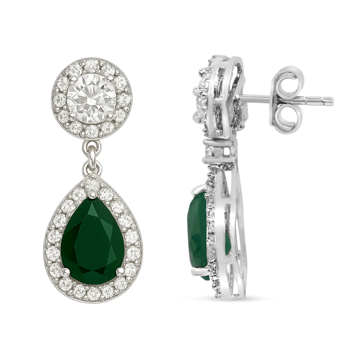 Sapphire Glow Rhodium-Plated 925 Sterling Silver Earrings - Image 4