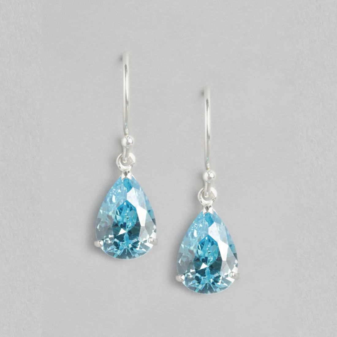 Sapphire Serenade Rhodium-Plated Blue CZ 925 Sterling Silver Drop Earrings - Image 3