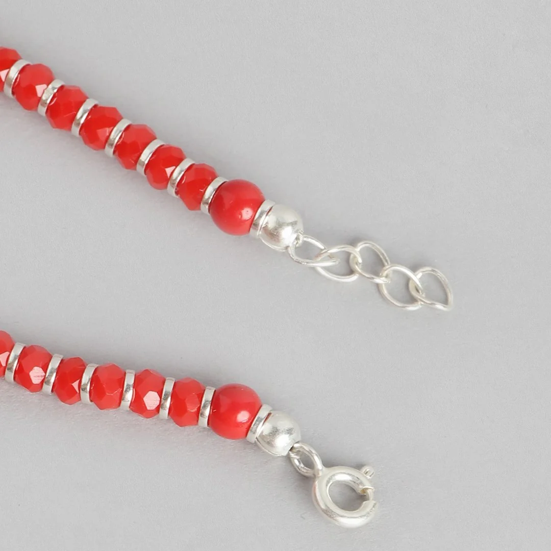 Scarlet Elegance Rhodium Plated 925 Sterling Silver Anklet - Image 7