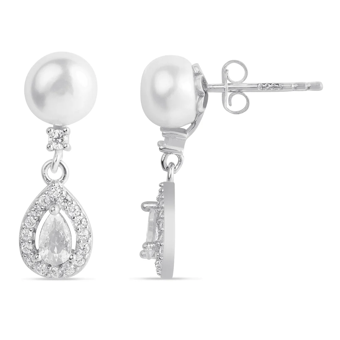 Scarlet Radiance CZ Rhodium-Plated 925 Sterling Silver Earrings - Image 4
