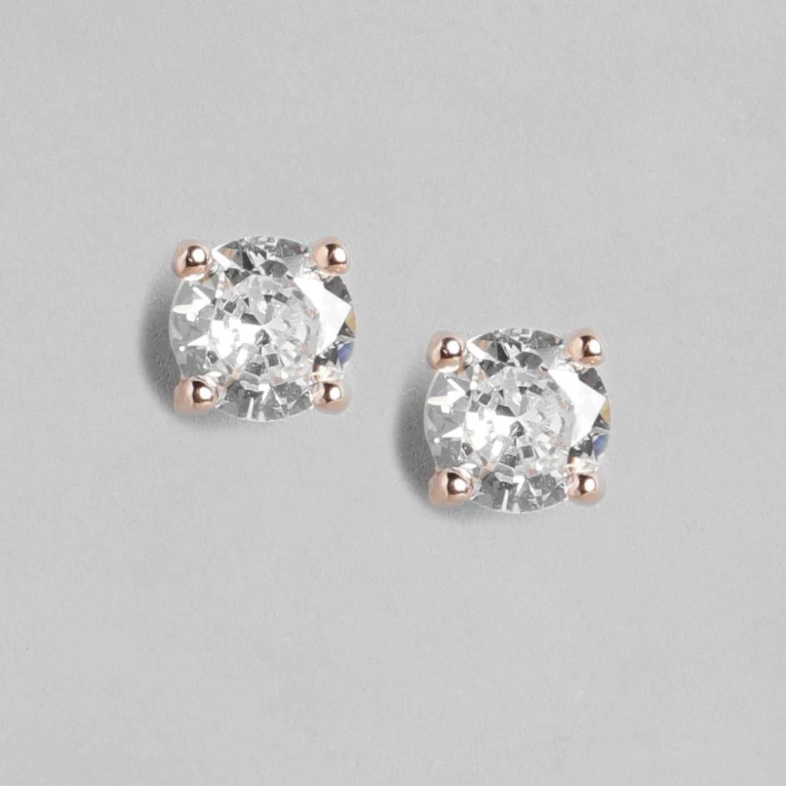Sensational Solitaire 925 Silver Earrings In Rose Gold - Image 6