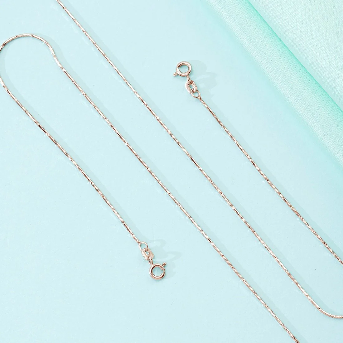 Serene Rose Gold Plated Snake 925 Sterling Silver Chain Anklet - Image 2