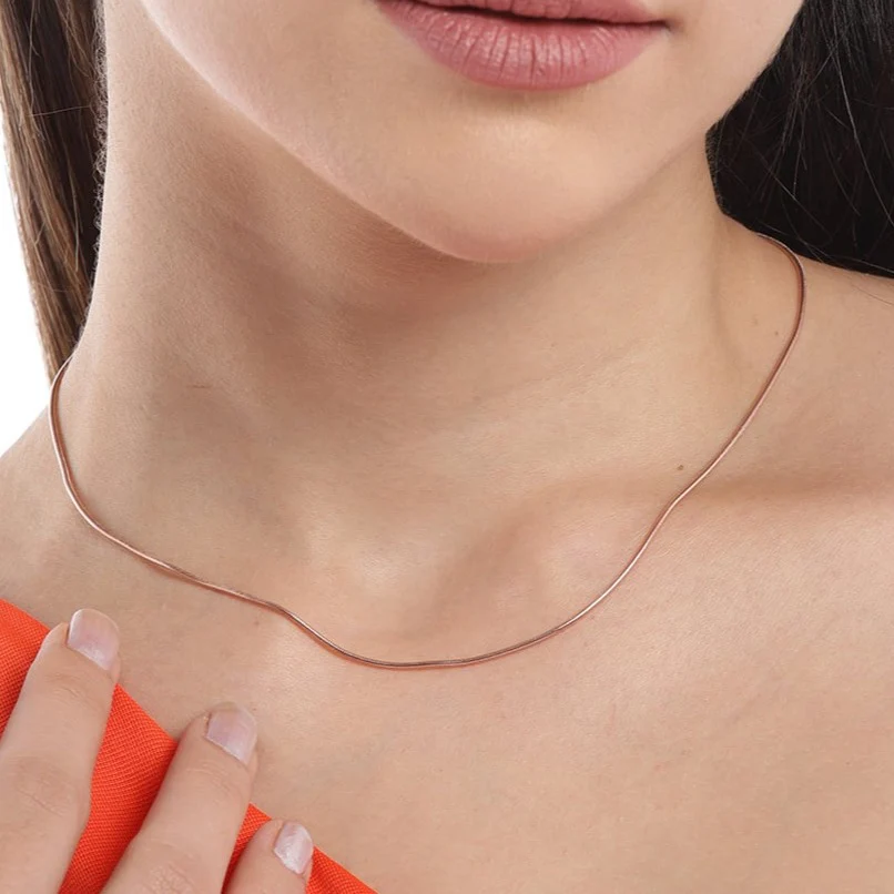 Elegant 925 Sterling Silver Snake Chain In Rose Gold - Image 3