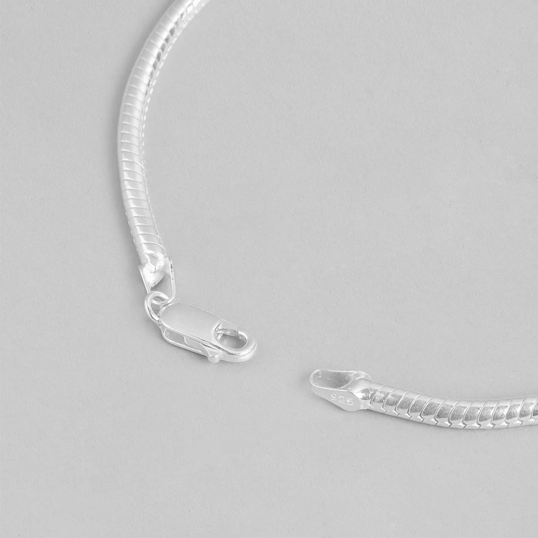 Serpentine Elegance Rhodium-Plated Snake Chain Men's Bracelet - Image 6