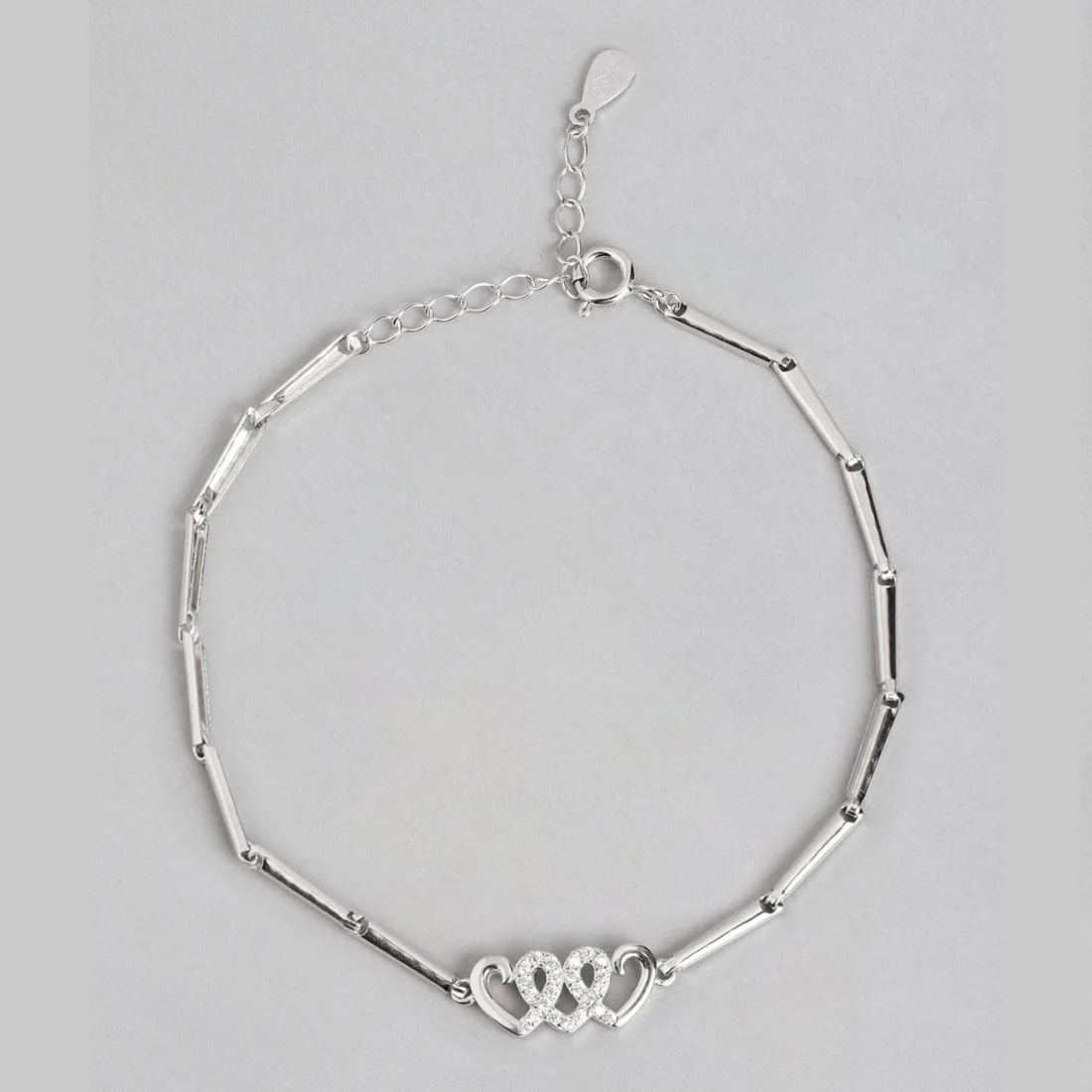 Shimmering Brilliance Rhodium-Plated 925 Sterling Silver Bracelet with Cubic Zirconia - Image 4