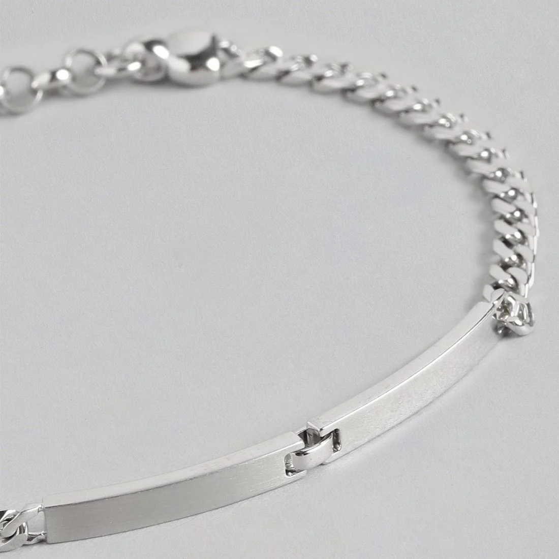 Shimmering Reflections Rhodium-Plated 925 Sterling Silver Link Chain Mens Bracelet - Image 6