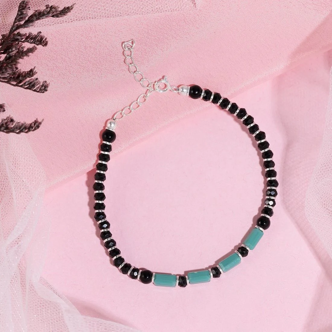 Shimmering Reflections Silver Plated 925 Sterling Silver Beaded Bracelet
