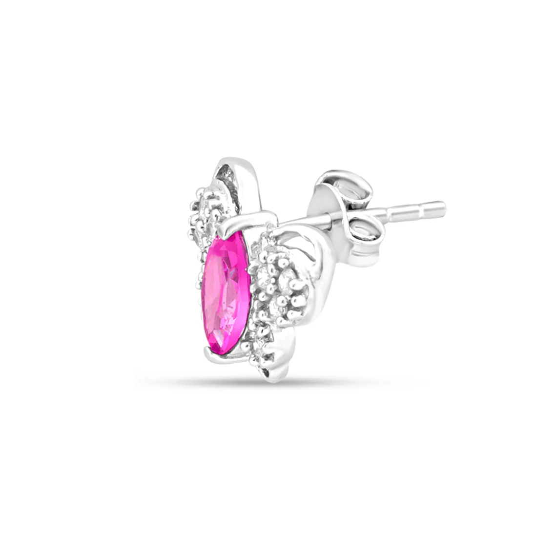 Shimmering Rhodium Plated 925 Sterling Silver Stud Earrings - Image 6