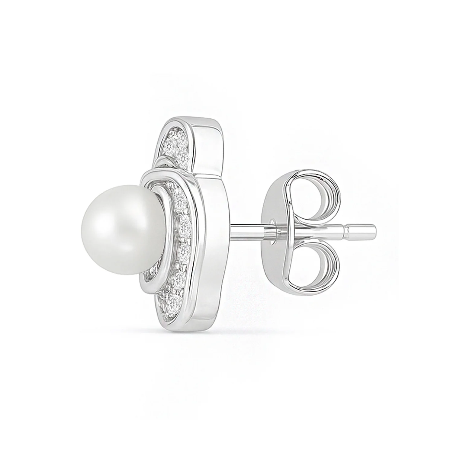 The Pearl Nest Stud Rhodium Plated Earrings - Image 7