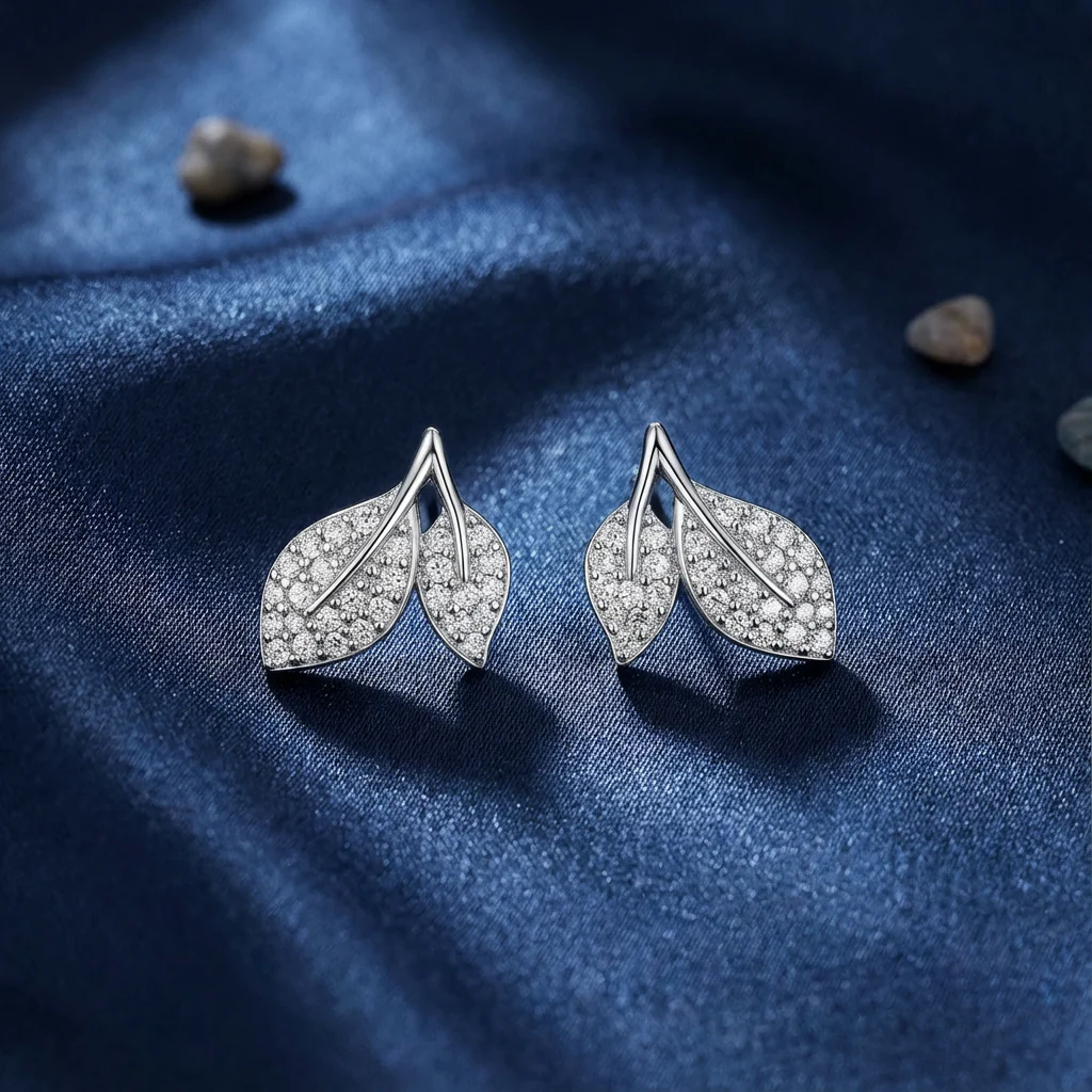Whispering Leaves Silver Rhodium Plated Earrings - Image 9