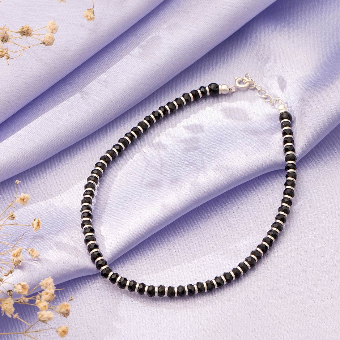 Silver Sands Adjustable Beaded 925 Sterling Silver Bracelet for Men