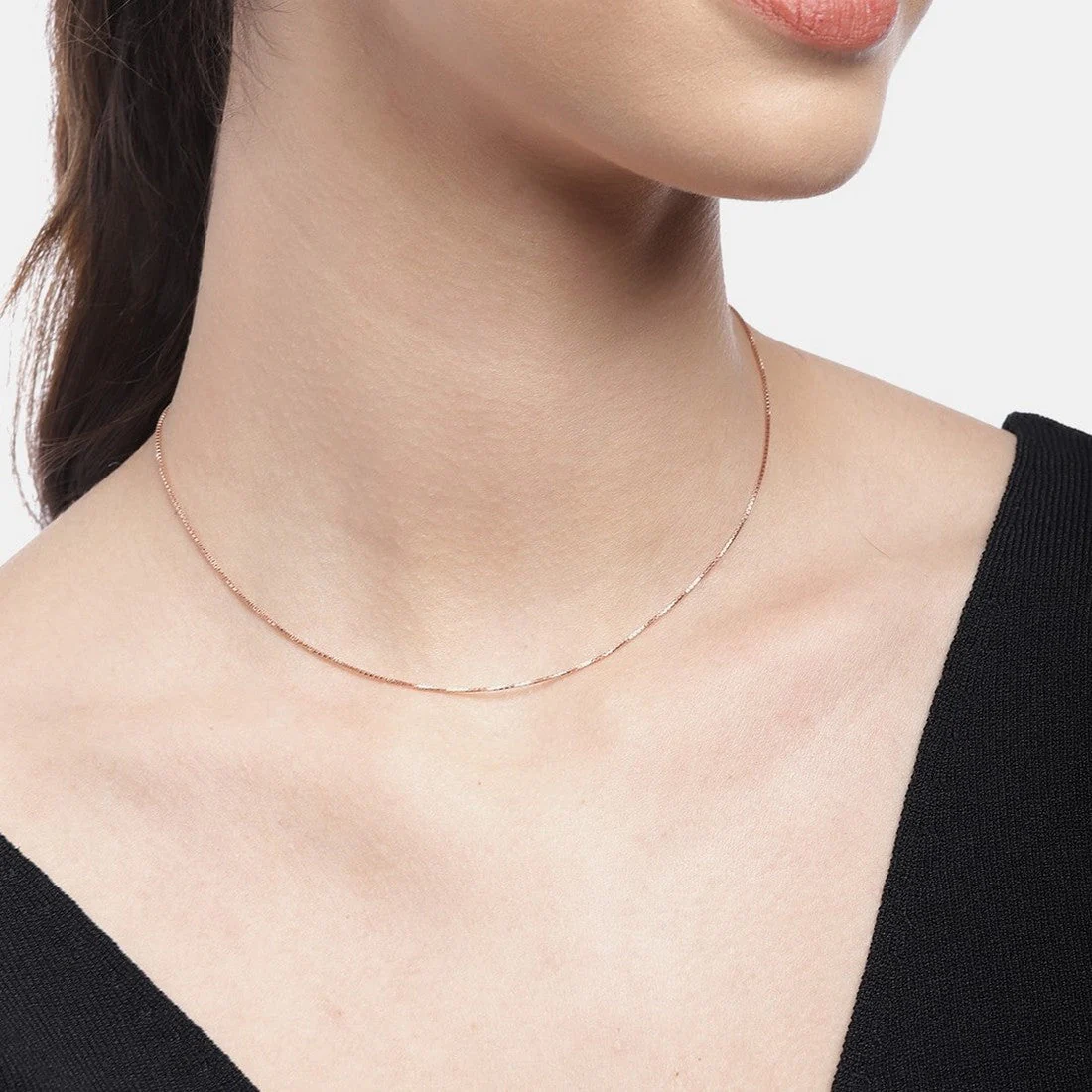 Simple 925 Silver Box Chain In Rose Gold Gift Hamper - Image 4
