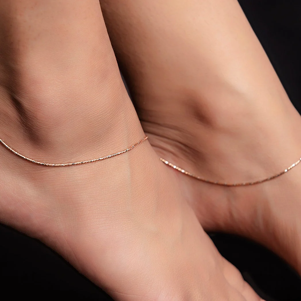 Simple Rose Gold 925 Sterling Silver Anklet - Image 7