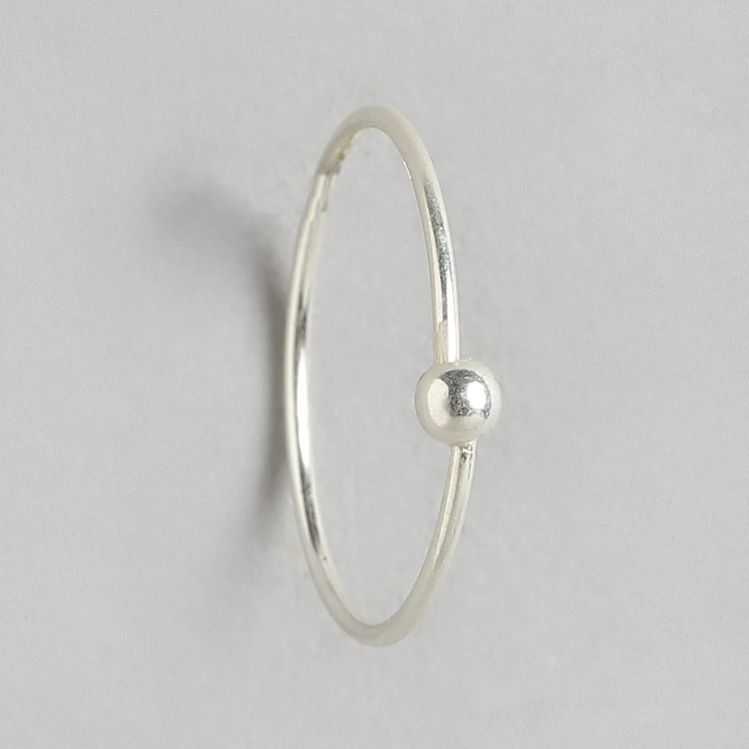Simple Single Bead 925 Silver Piercing Nose Ring - Image 5