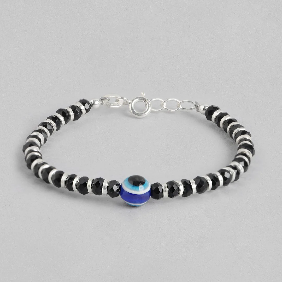 Single Evil Eye Beaded 925 Sterling Silver Kids Bracelet (Age : 0 - 3 Years) - Image 2