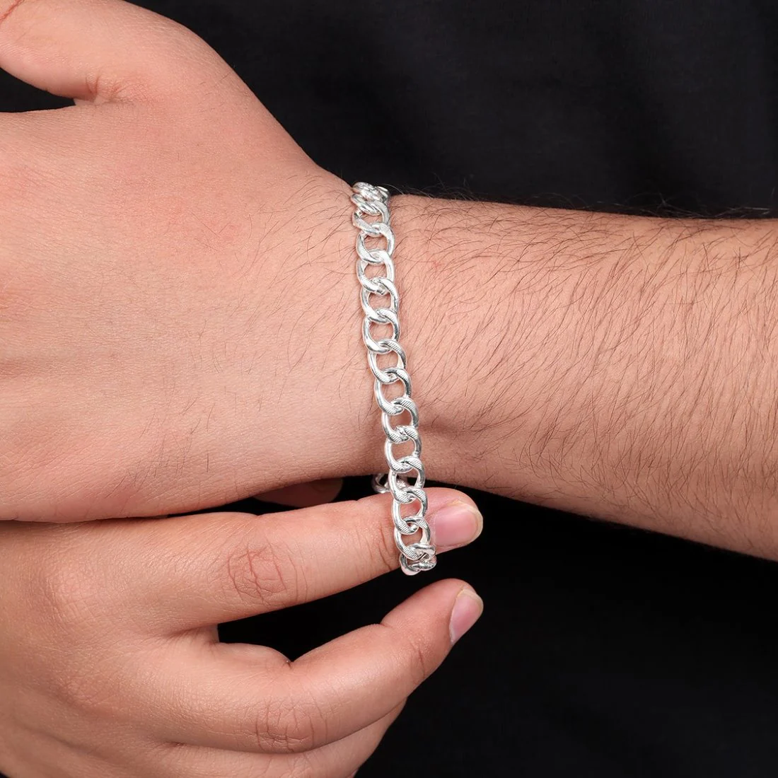 Sleek 925 Sterling Silver Men's Linked Chain Pattern Bracelet - Image 5