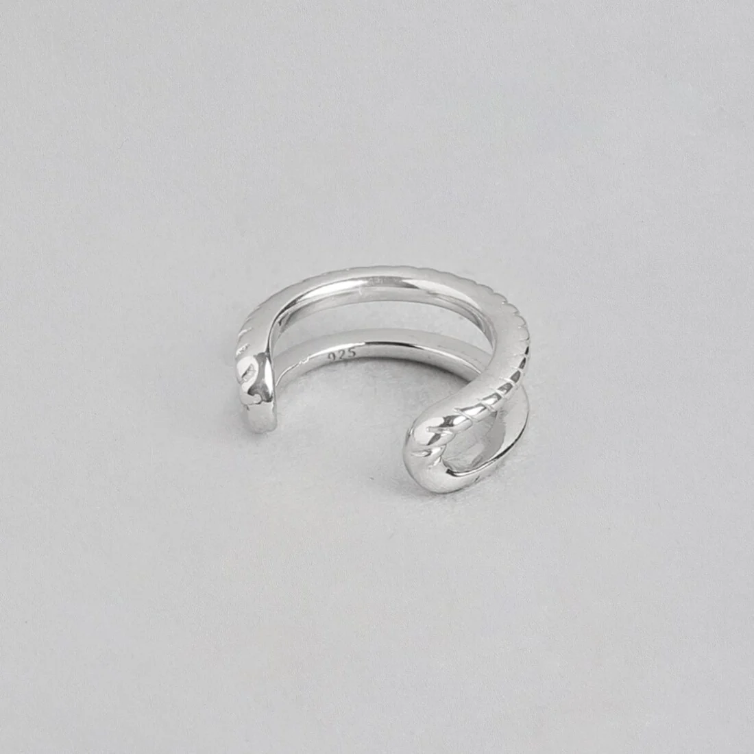 Sleek and Chic Rhodium Plated 925 Sterling Silver Earcuff - Image 6
