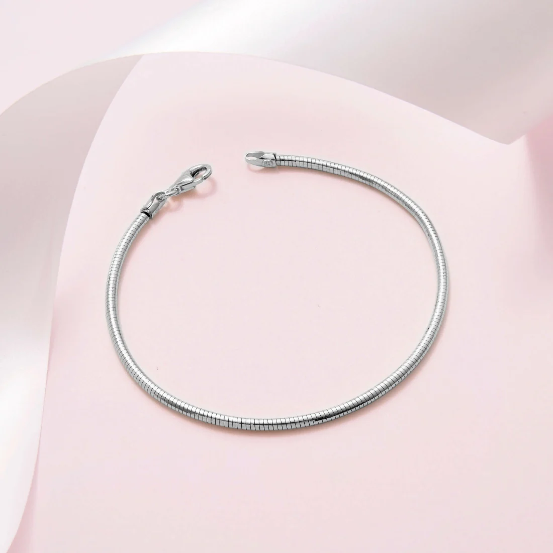 Sleek and Slender Rhodium Plated 925 Sterling Silver Bracelet