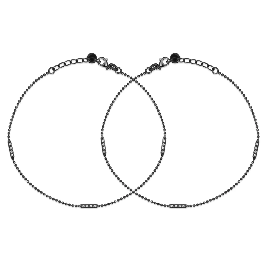 Sleek Black Rhodium Plated 925 Sterling Silver Adjustable Ball Chain Anklet - Image 3