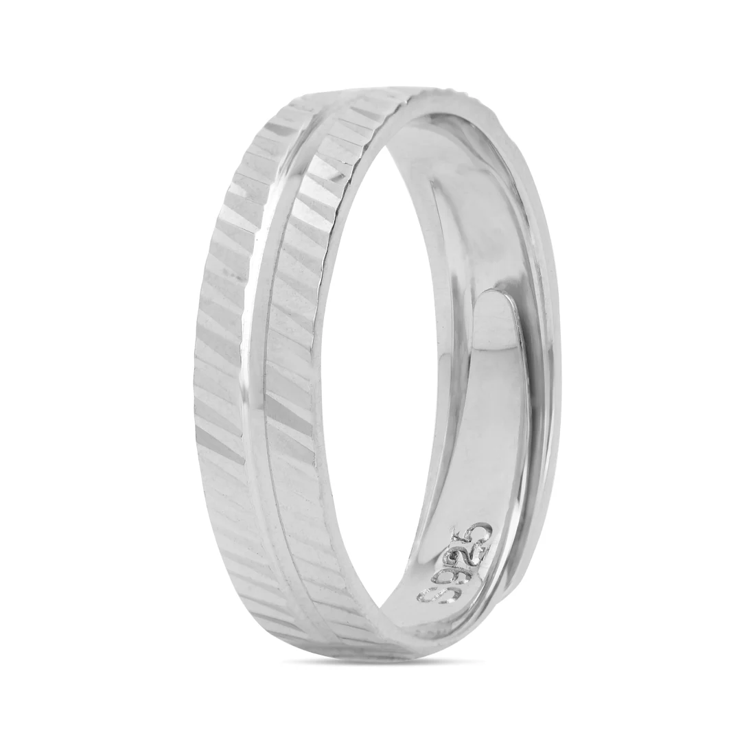 Sleek Crisscross Rhodium Plated 925 Sterling Silver Men's Ring - Image 4