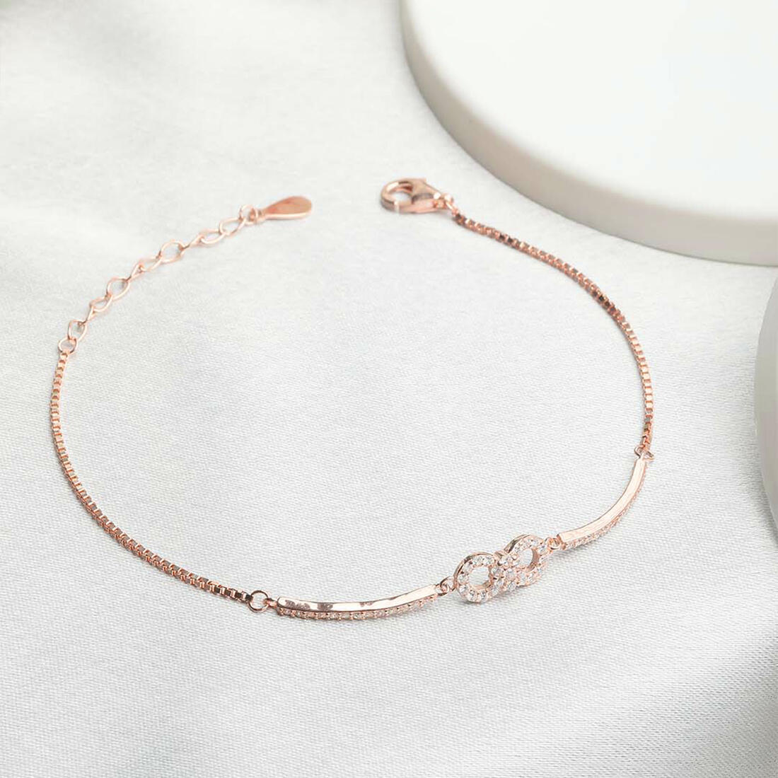 Sleek Infinity Rose Gold 925 Silver Bracelet - Image 3