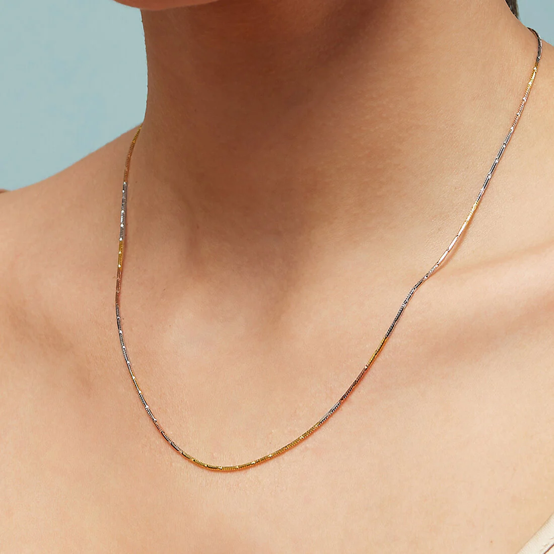 Breathtaking Triple Tone 925 Silver Chain - Image 3