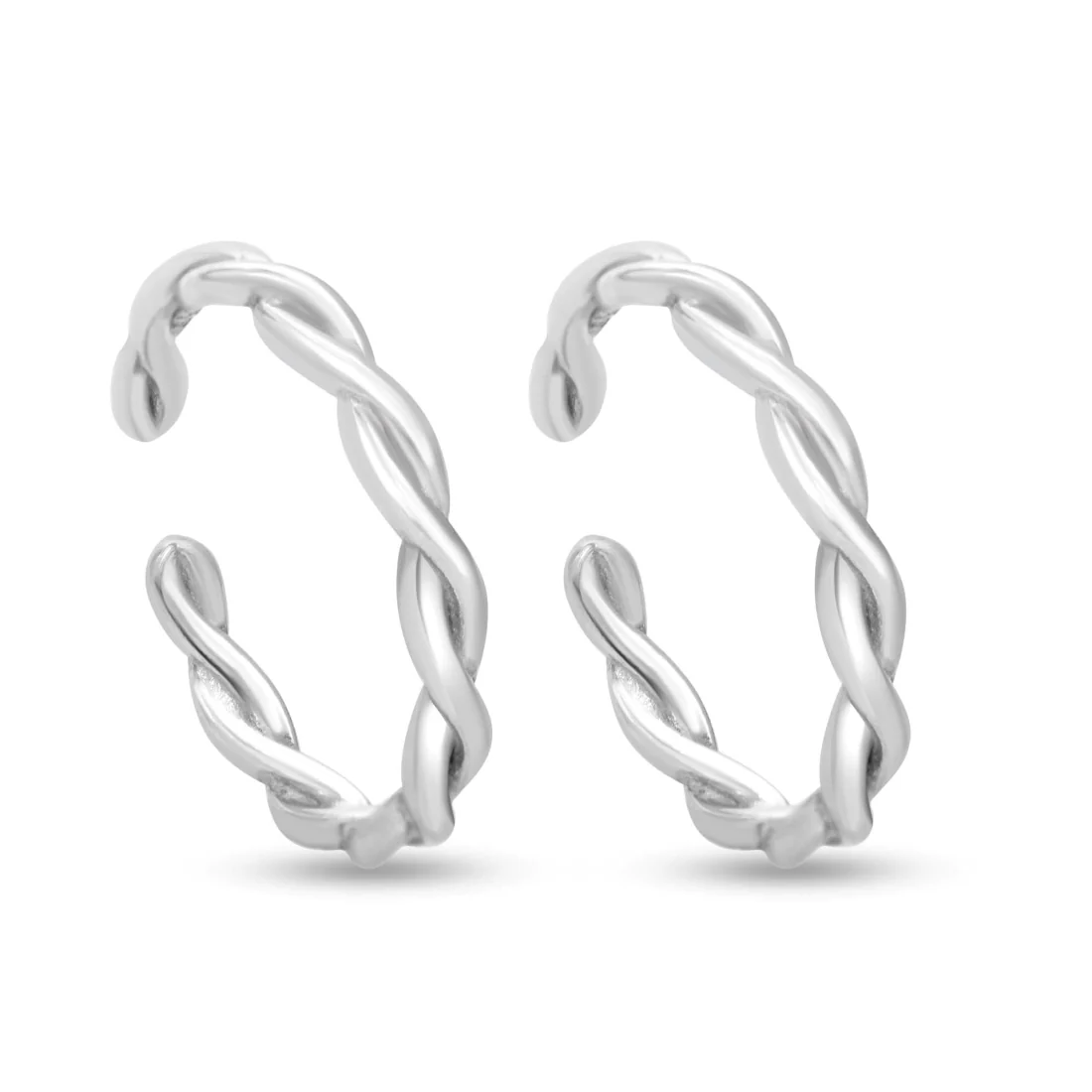 Sleek Twisted Rhodium-Plated 925 Sterling Silver Toe Rings - Image 4