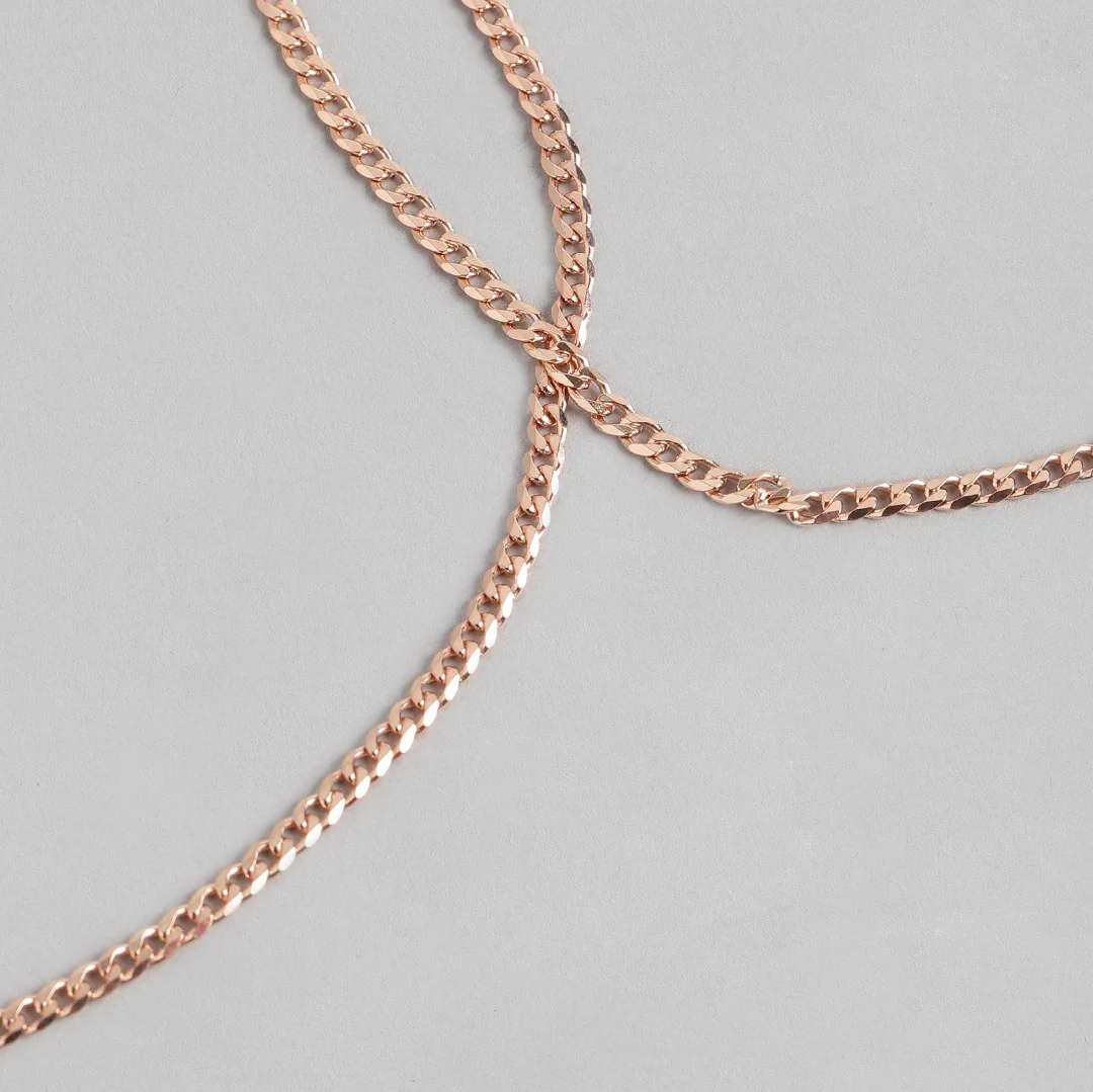 Sleeky Curb Chain 925 Silver Anklet in Rose Gold - Image 5