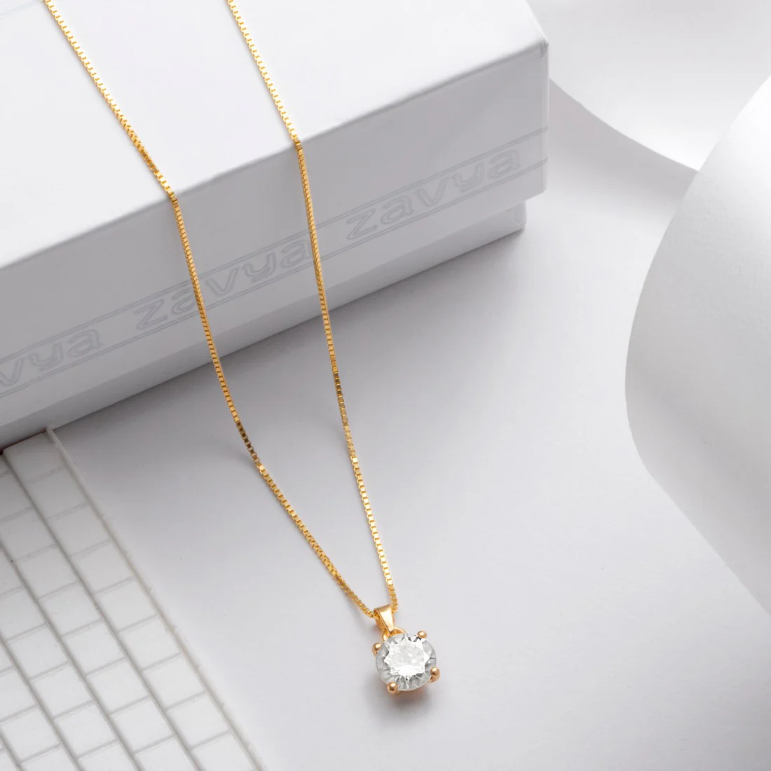 Solitaire 925 Silver Rhodium Plated Necklace Chain - Image 8