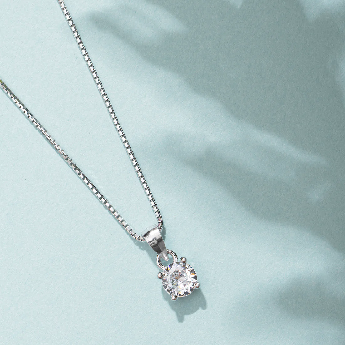 Solitaire Rhodium Plated 925 Sterling Silver Pendant with Chain - Image 11