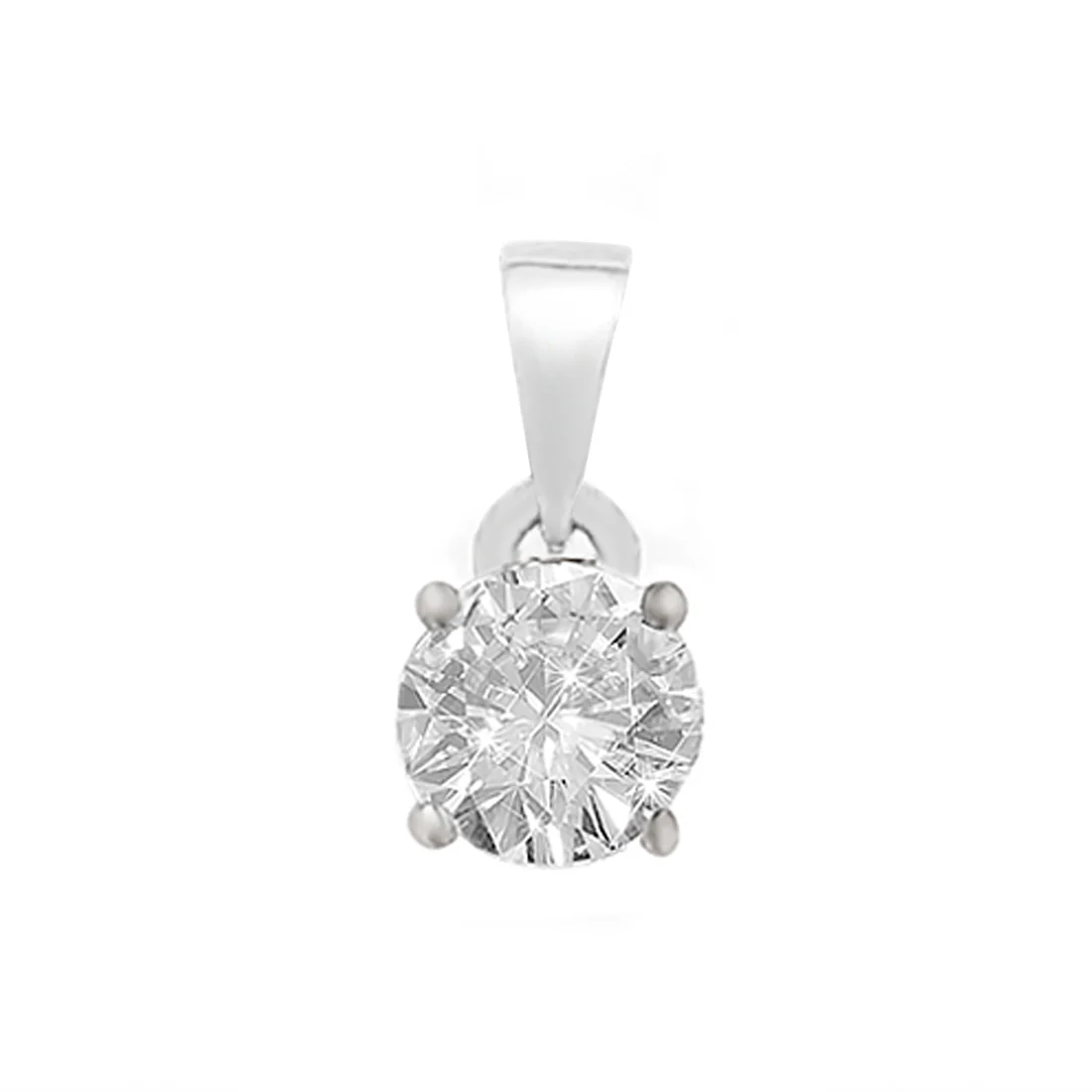 Solitaire Rhodium Plated 925 Sterling Silver Pendant with Chain - Image 10