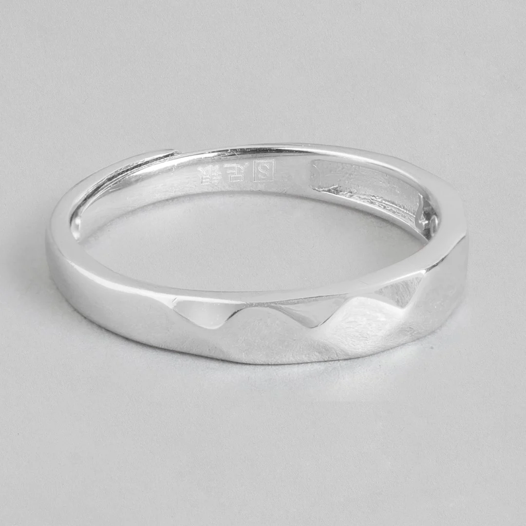 Classy Rhodium Plated 925 Sterling Silver Band Ring (Adjustable) - Image 5