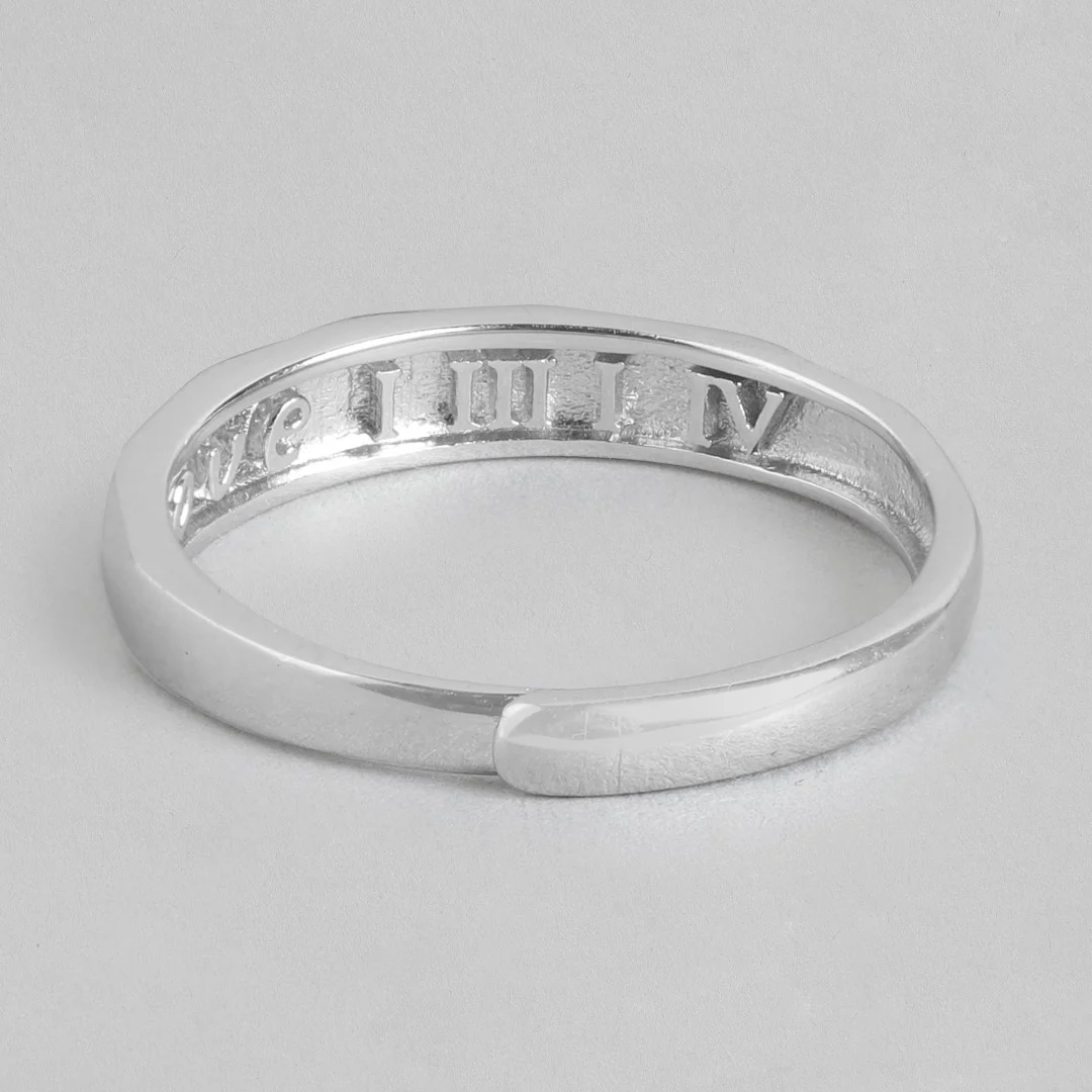 Classy Rhodium Plated 925 Sterling Silver Band Ring (Adjustable) - Image 6