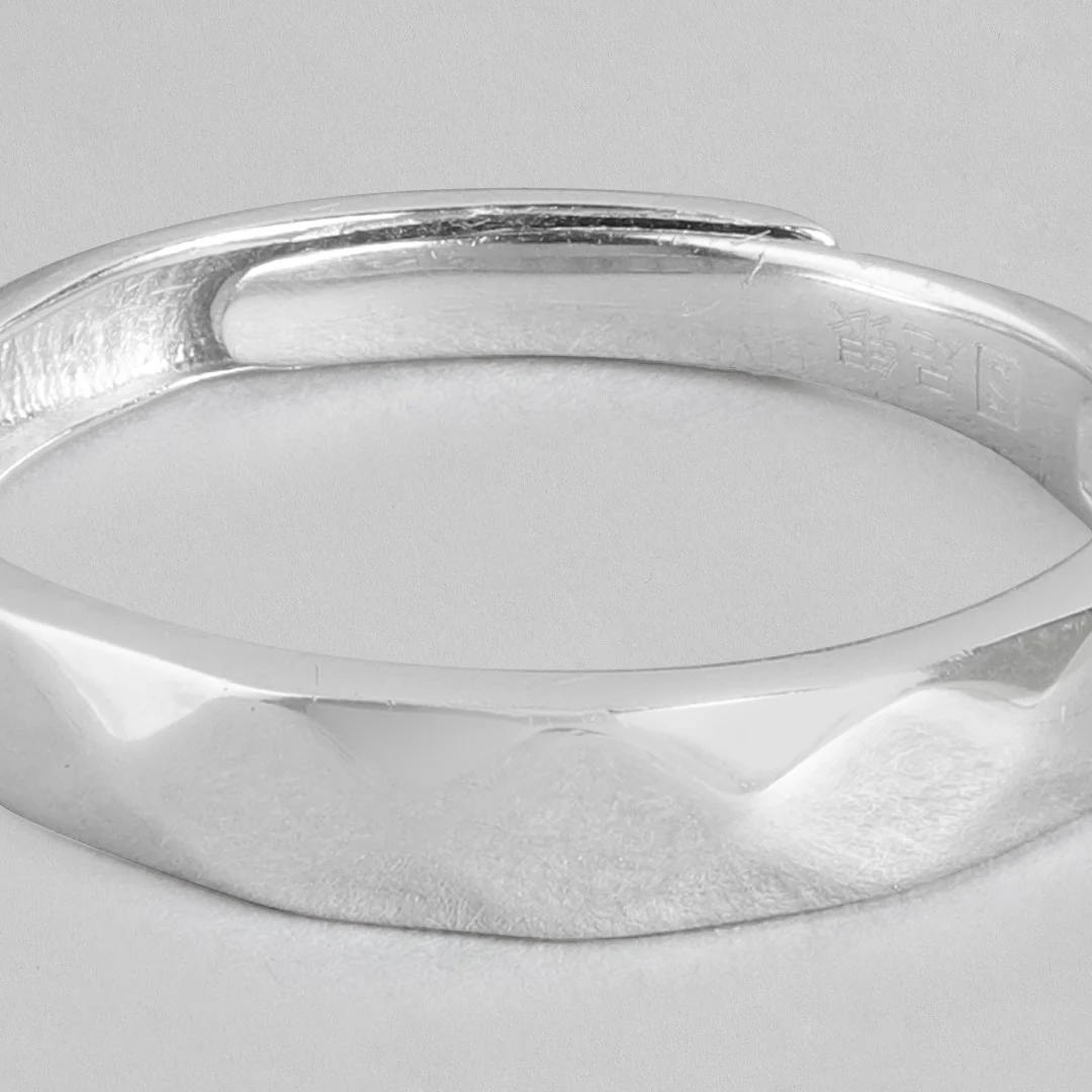 Classy Rhodium Plated 925 Sterling Silver Band Ring (Adjustable) - Image 7