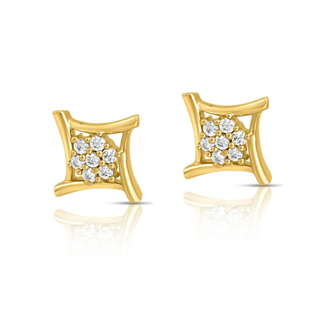 Solitaire Gold Plated 925 Sterling Silver Earrings - Image 5