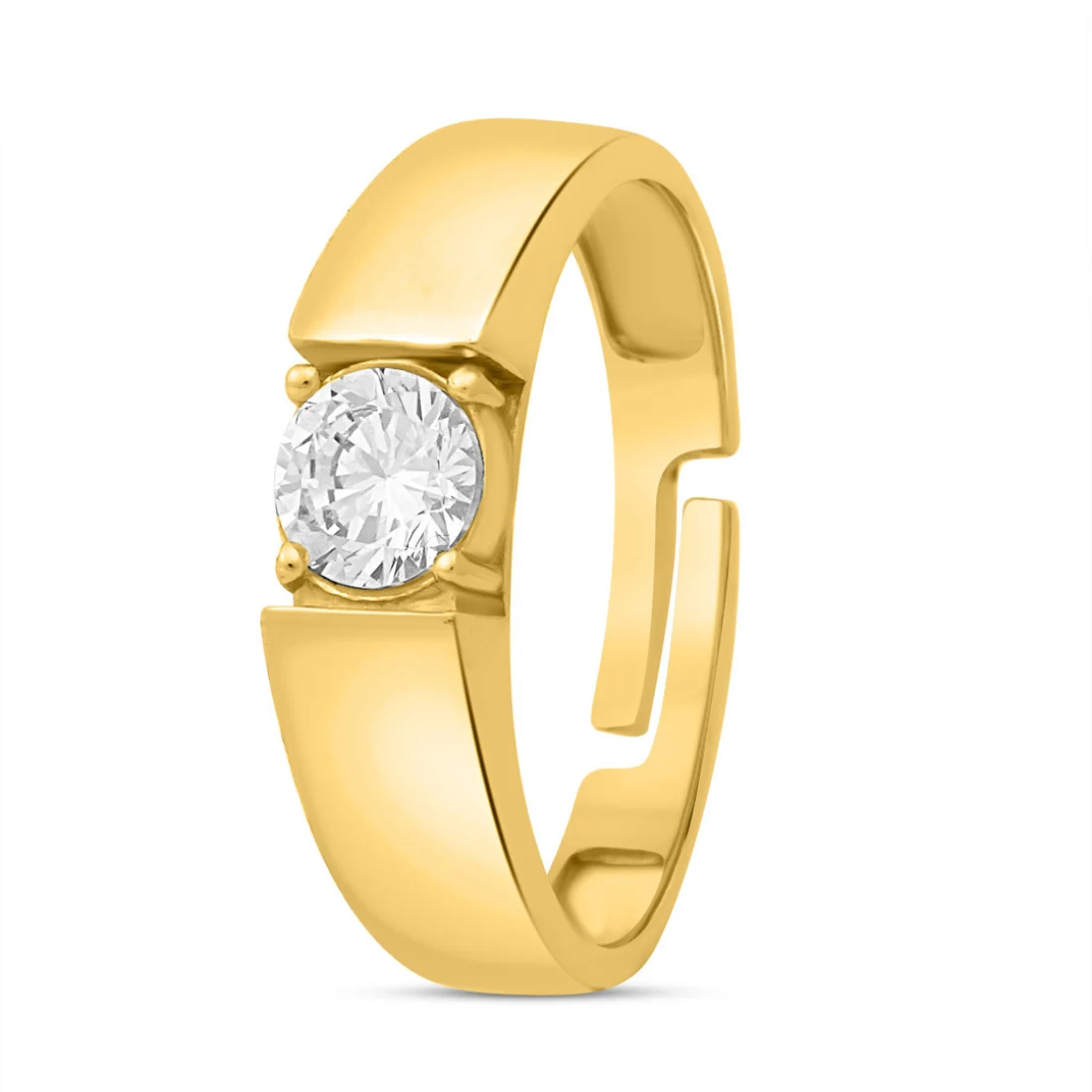 Solitaire Gold Plated 925 Sterling Silver Men's Ring - Image 4