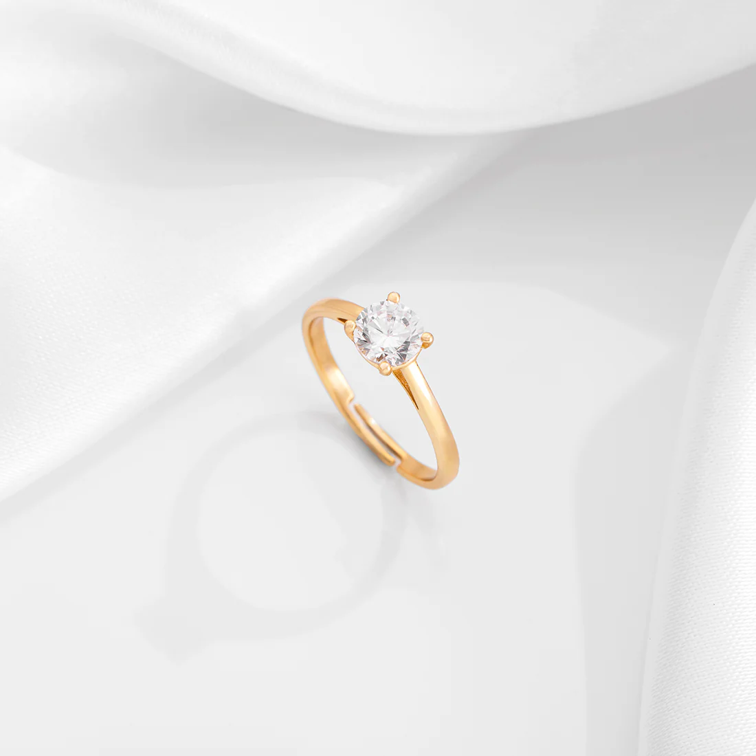 Classic Solitaire Gold Plated 925 Sterling Silver Ring