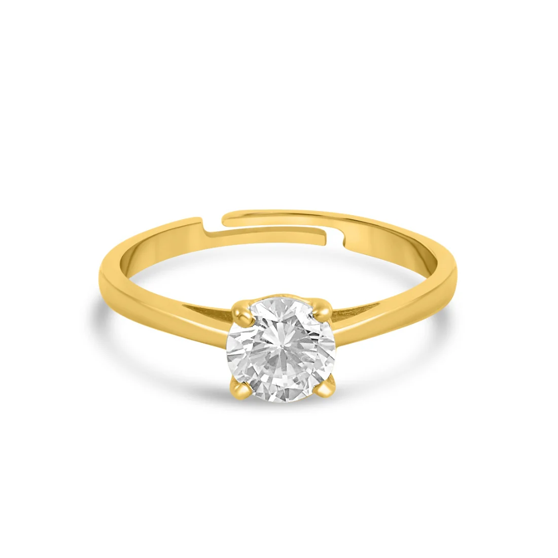 Classic Solitaire Gold Plated 925 Sterling Silver Ring - Image 6